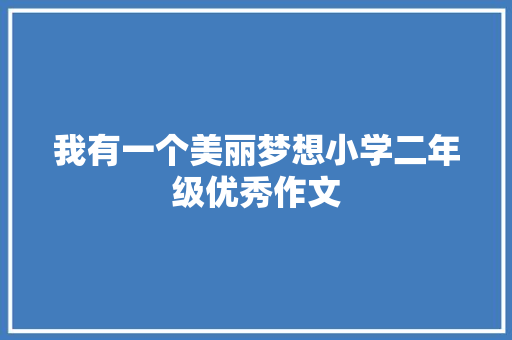 我有一个美丽梦想小学二年级优秀作文 书信范文