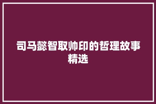 司马懿智取帅印的哲理故事精选 职场范文