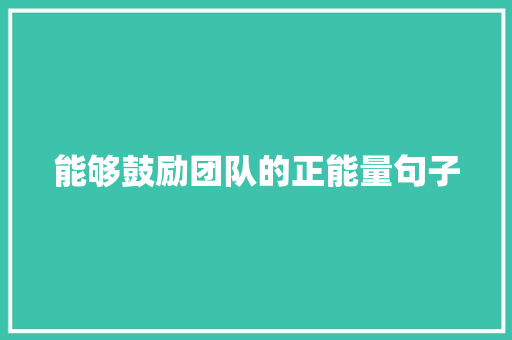 能够鼓励团队的正能量句子