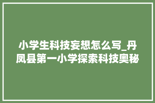 小学生科技妄想怎么写_丹凤县第一小学探索科技奥秘 点燃科学妄图