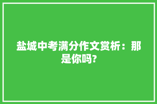 盐城中考满分作文赏析：那是你吗?