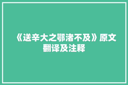 《送辛大之鄂渚不及》原文翻译及注释