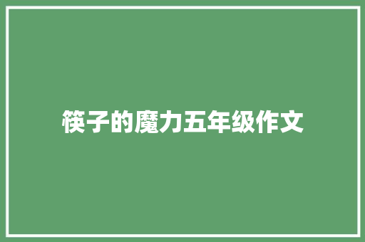 筷子的魔力五年级作文