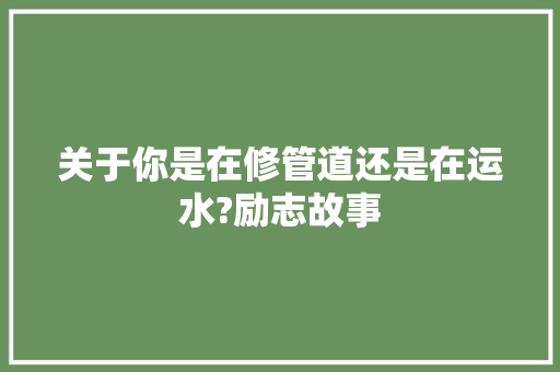 关于你是在修管道还是在运水?励志故事