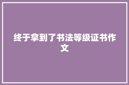 终于拿到了书法等级证书作文