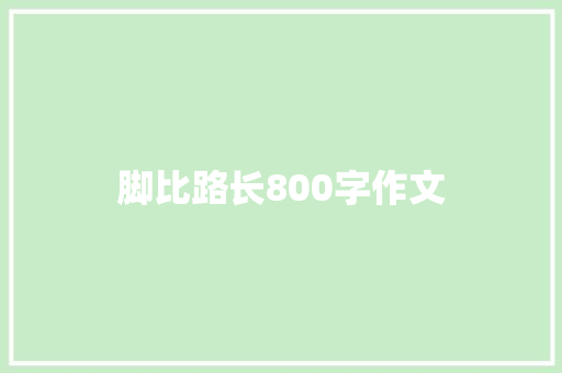 脚比路长800字作文