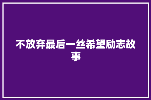 不放弃最后一丝希望励志故事