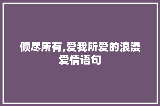 倾尽所有,爱我所爱的浪漫爱情语句 商务邮件范文