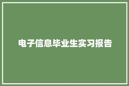 电子信息毕业生实习报告