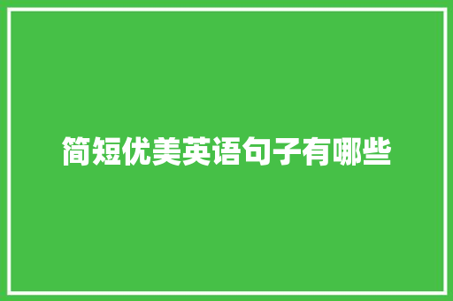 简短优美英语句子有哪些 学术范文