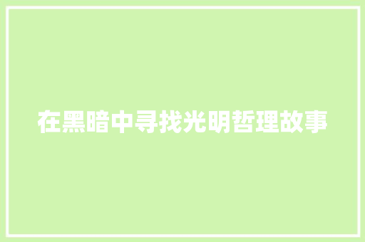 在黑暗中寻找光明哲理故事