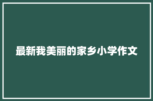 最新我美丽的家乡小学作文