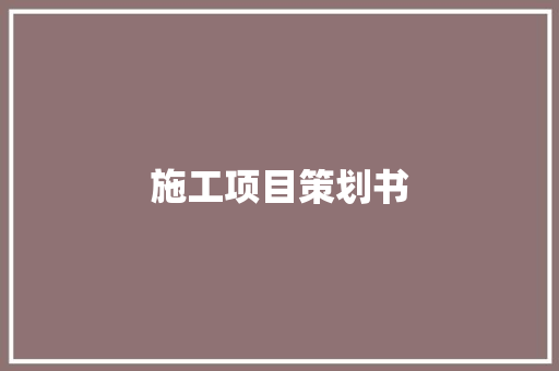 施工项目策划书