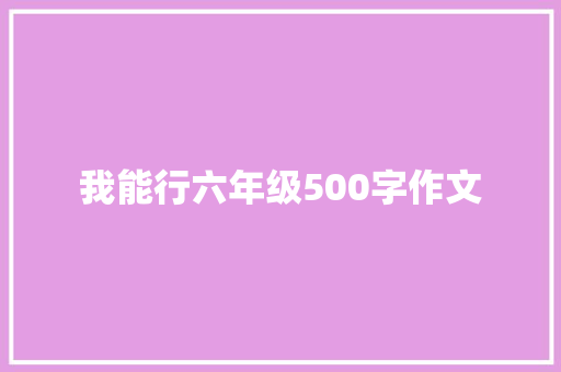 我能行六年级500字作文