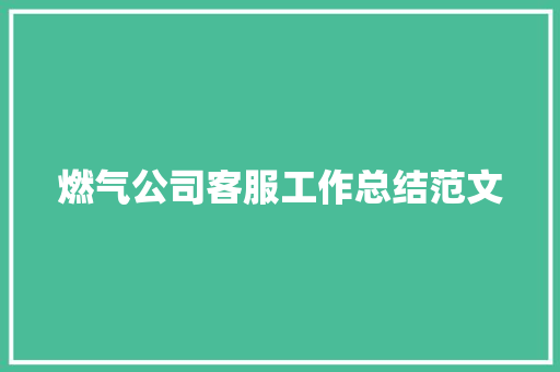 燃气公司客服工作总结范文