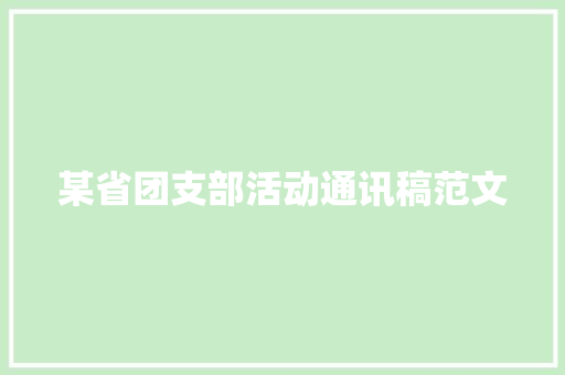 某省团支部活动通讯稿范文 报告范文