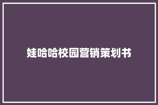 娃哈哈校园营销策划书