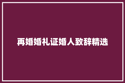 再婚婚礼证婚人致辞精选