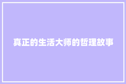 真正的生活大师的哲理故事