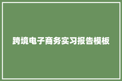 跨境电子商务实习报告模板 生活范文