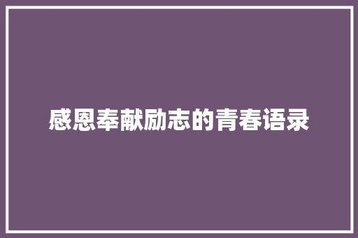 感恩奉献励志的青春语录