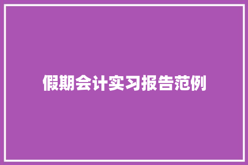 假期会计实习报告范例