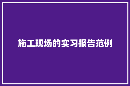 施工现场的实习报告范例