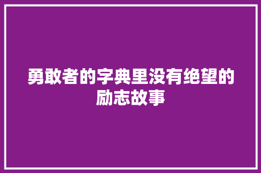 勇敢者的字典里没有绝望的励志故事 会议纪要范文