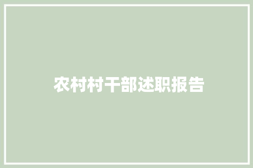  农村村干部述职报告