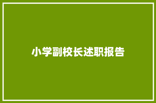 小学副校长述职报告 书信范文