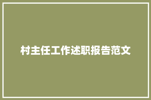 村主任工作述职报告范文