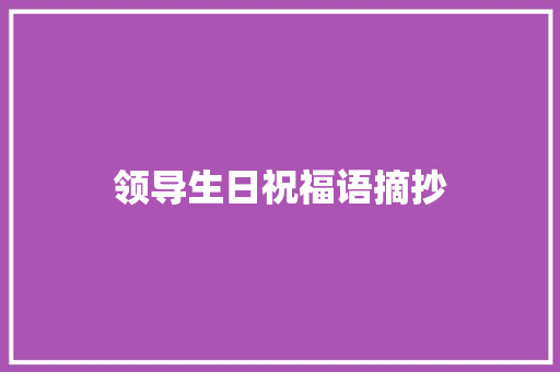 领导生日祝福语摘抄 报告范文