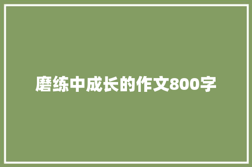 磨练中成长的作文800字