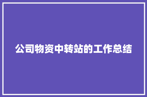 公司物资中转站的工作总结