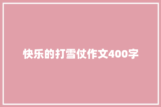 快乐的打雪仗作文400字