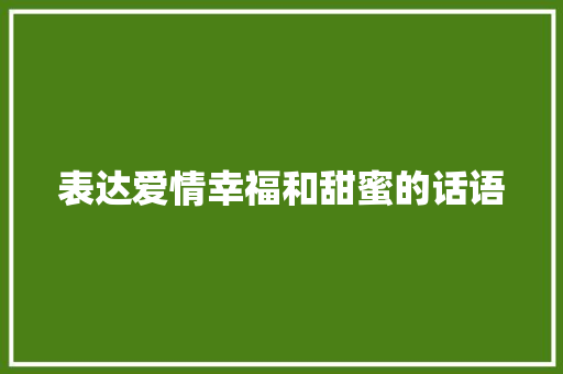 表达爱情幸福和甜蜜的话语