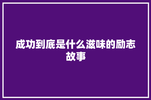 成功到底是什么滋味的励志故事