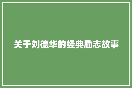 关于刘德华的经典励志故事