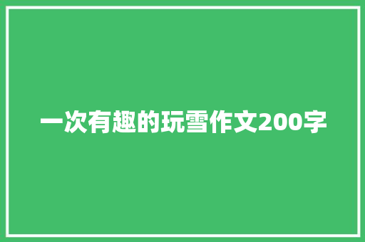 一次有趣的玩雪作文200字 职场范文