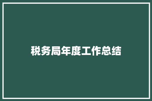 税务局年度工作总结 演讲稿范文