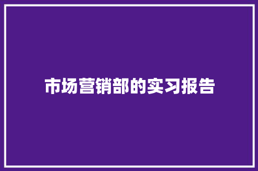 市场营销部的实习报告