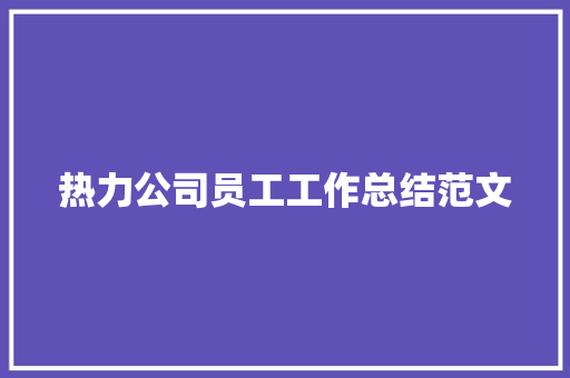 热力公司员工工作总结范文