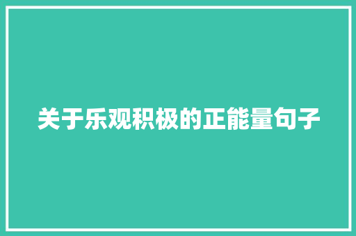 关于乐观积极的正能量句子 综述范文