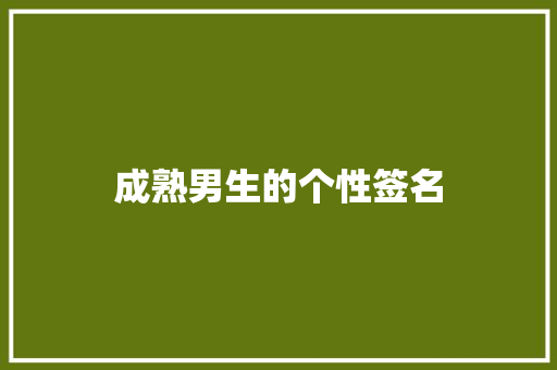 成熟男生的个性签名 申请书范文