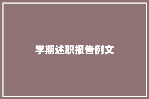 学期述职报告例文