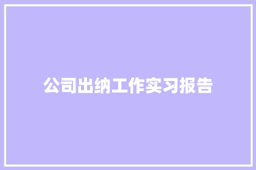 公司出纳工作实习报告 职场范文