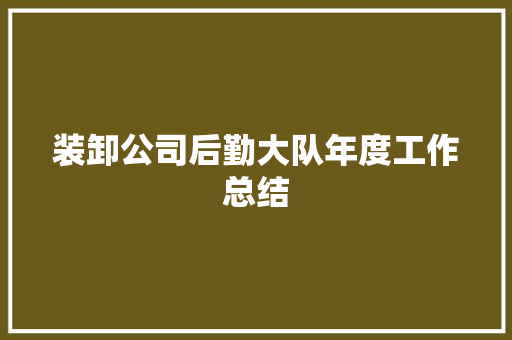 装卸公司后勤大队年度工作总结 生活范文