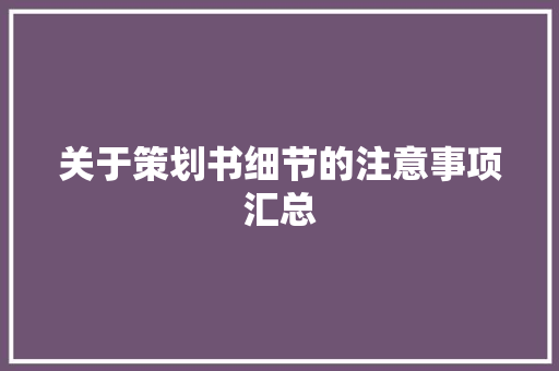 关于策划书细节的注意事项汇总