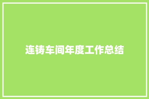 连铸车间年度工作总结