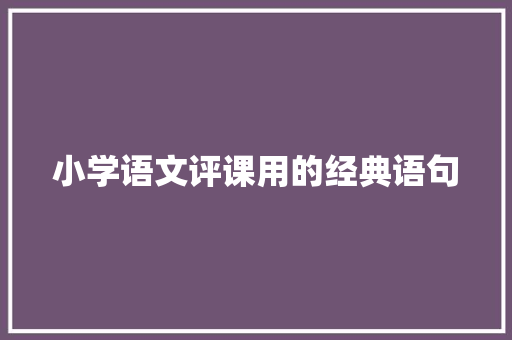 小学语文评课用的经典语句 综述范文